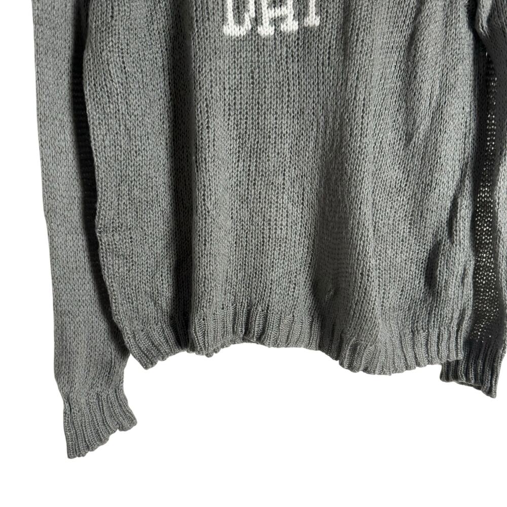 Wooden Ships Game Day Knit Sporty Gray Raglan Crewneck Wool Sweater S - Picture 4 of 6
